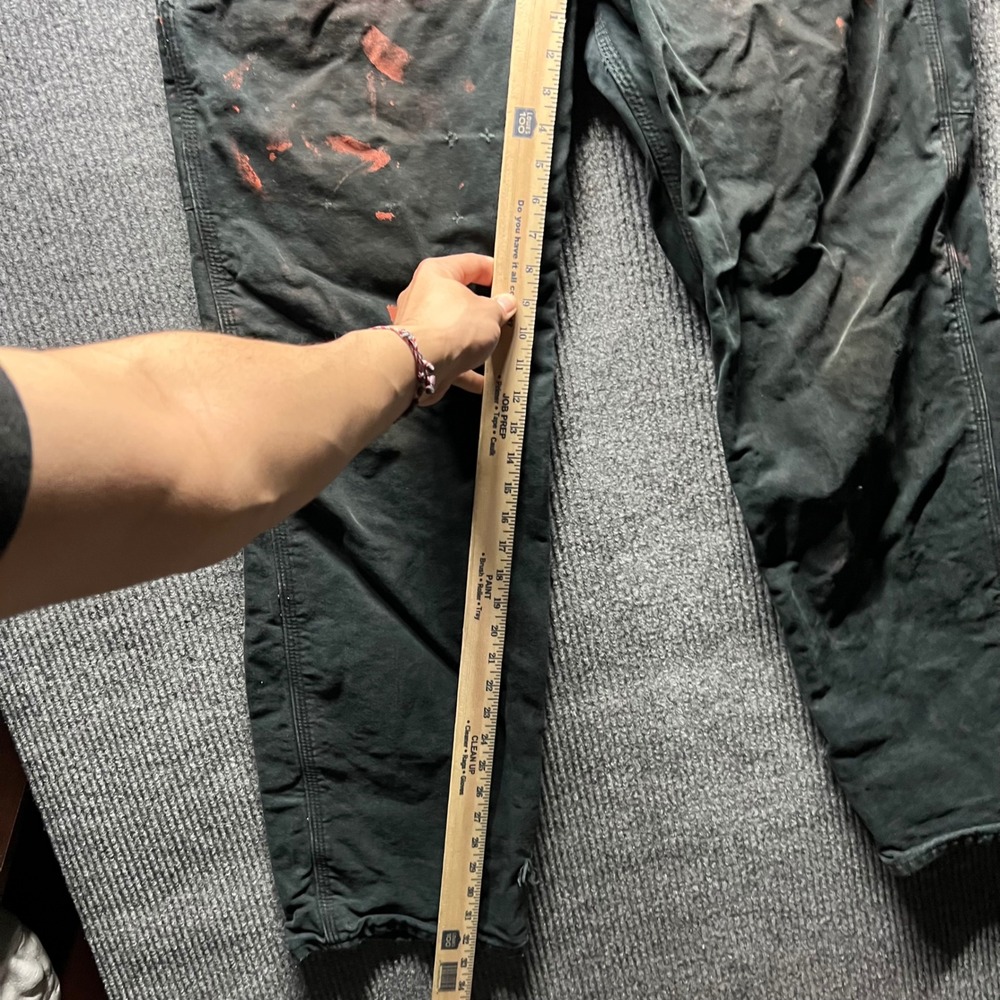 Carhartt‎ B111 BLK Pants Mens 38x34 Black Flannel Lined Distressed Work - Picture 2 of 12